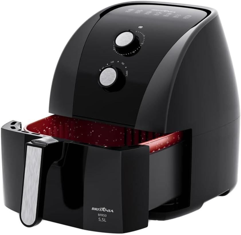 Fritadeira Air Fryer Britânia BFR50 5,5L Preto com Inox
