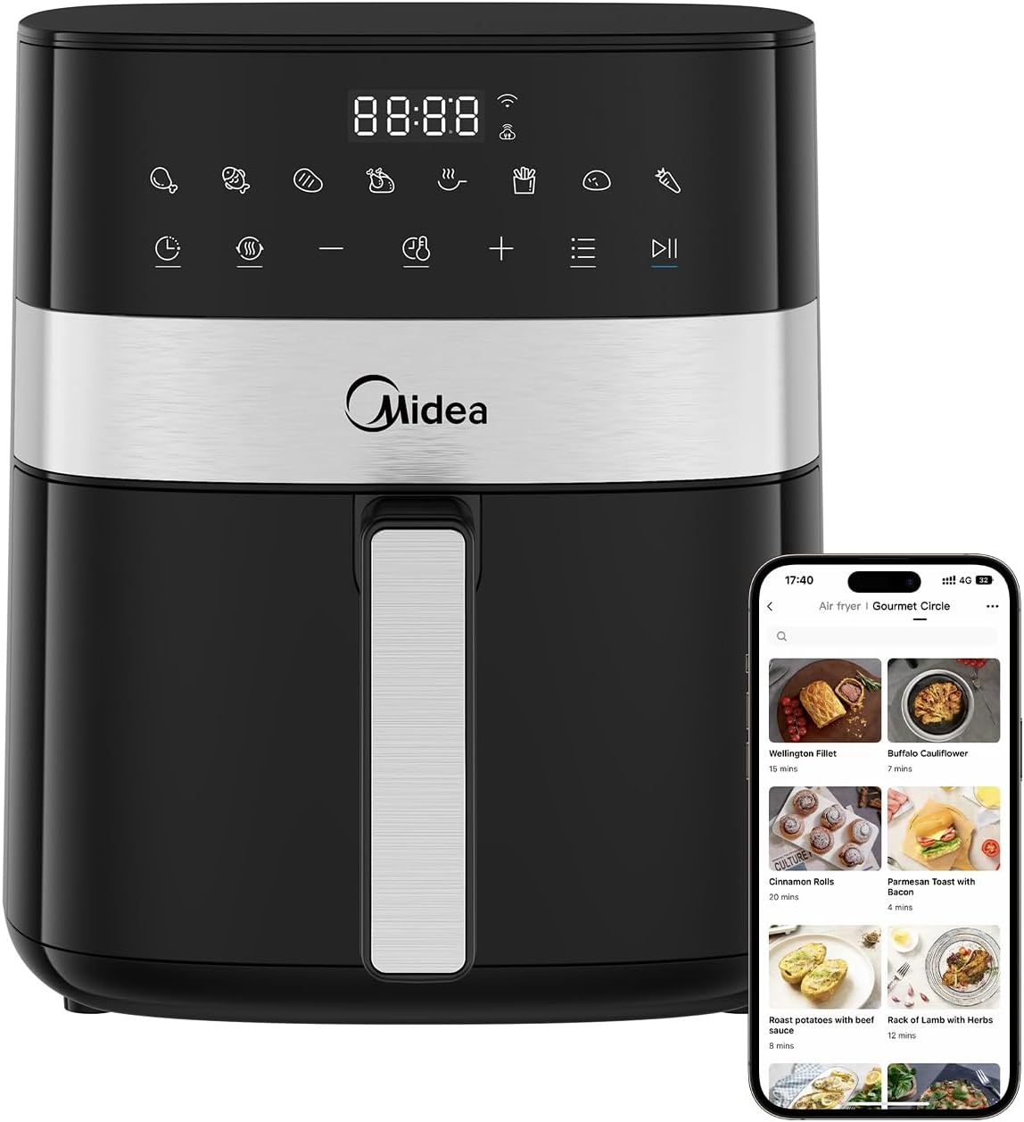 Air Fryer Midea GrandGourmet FRA59P1 preta 6L