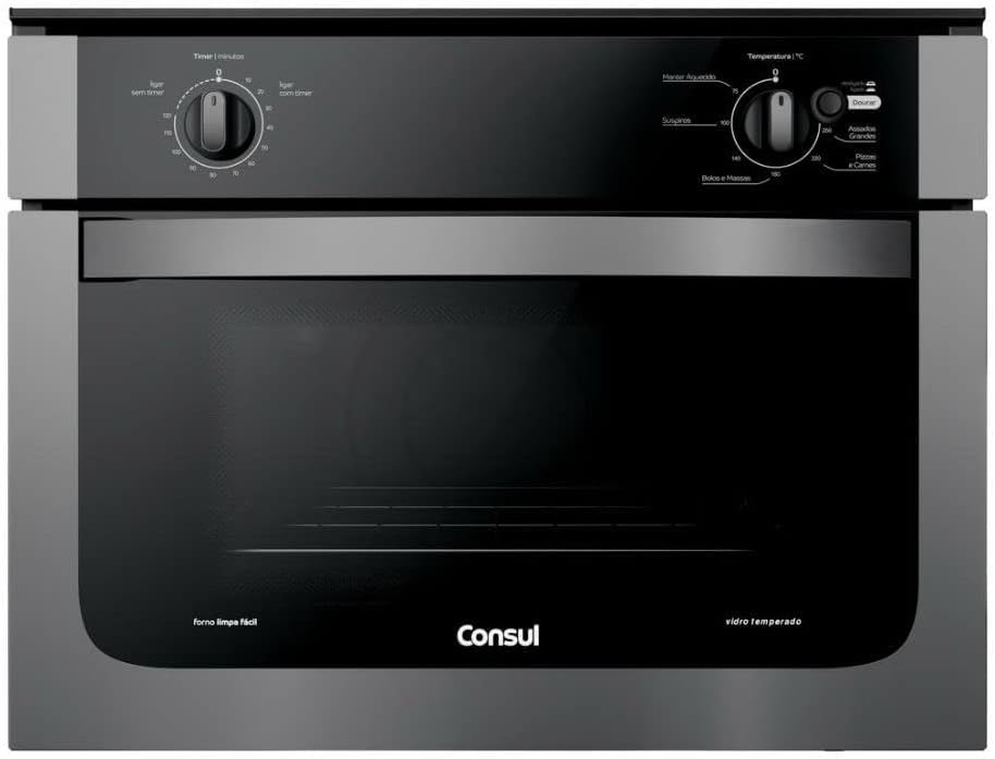 Forno Elétrico Consul 47L de embutir em preto e prata