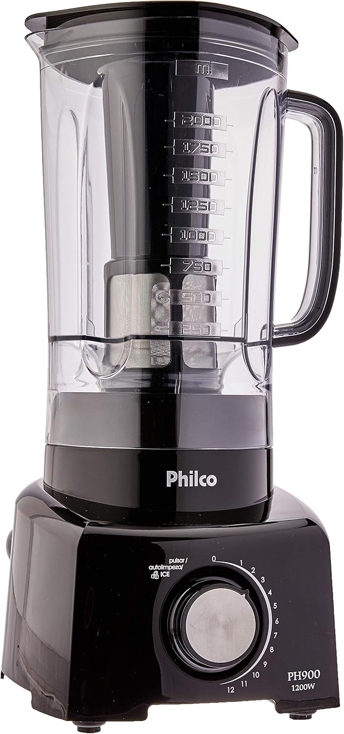 Liquidificador Philco 1200W PH900 em preto visto de frente