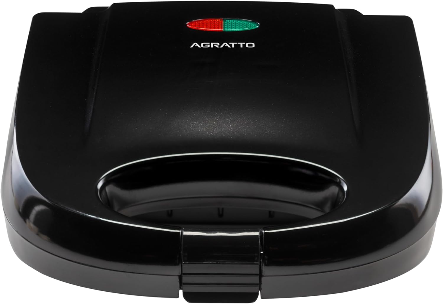 Máquina de Waffle Agratto Aroma 750W preta aberta com chapas antiaderentes