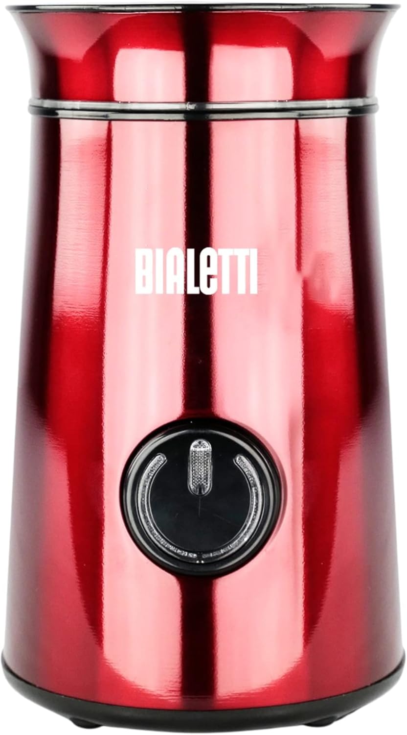 Moedor de Café Bialetti vermelho com corpo de aço inox